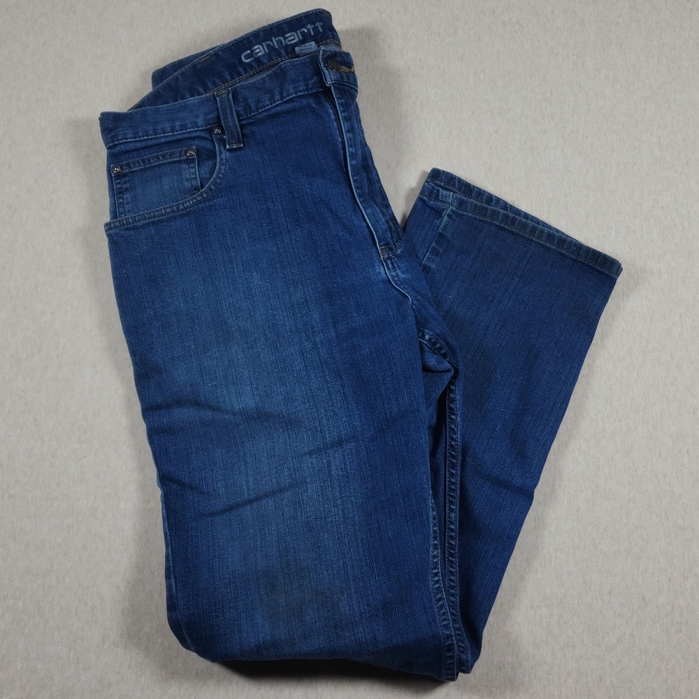 Carhartt 102804 Rugged Flex Relaxed Fit Straight Leg Jeans Mens 38x32 Denim